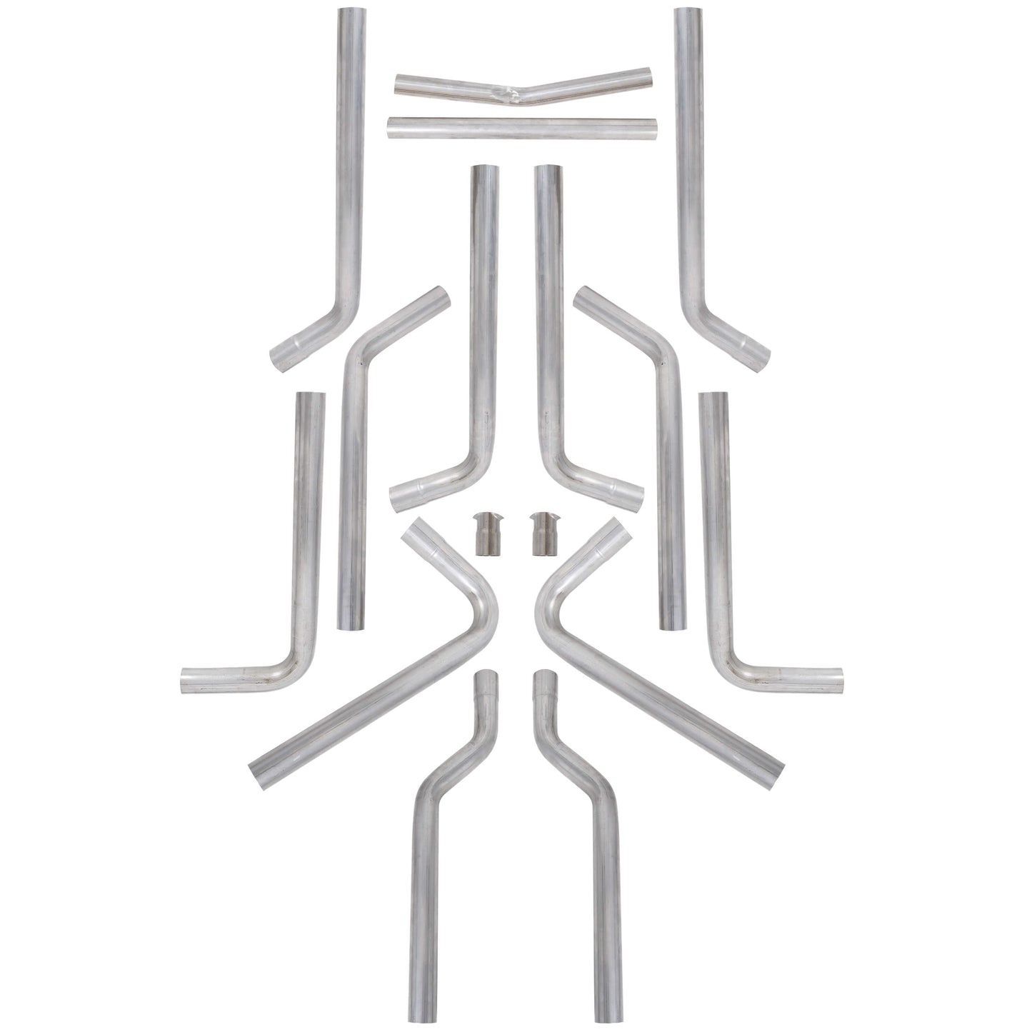 Universal 2.5 Inches 16-Piece Mandrel-Bent Tube Dual Exhaust Pipe Kit Stainless