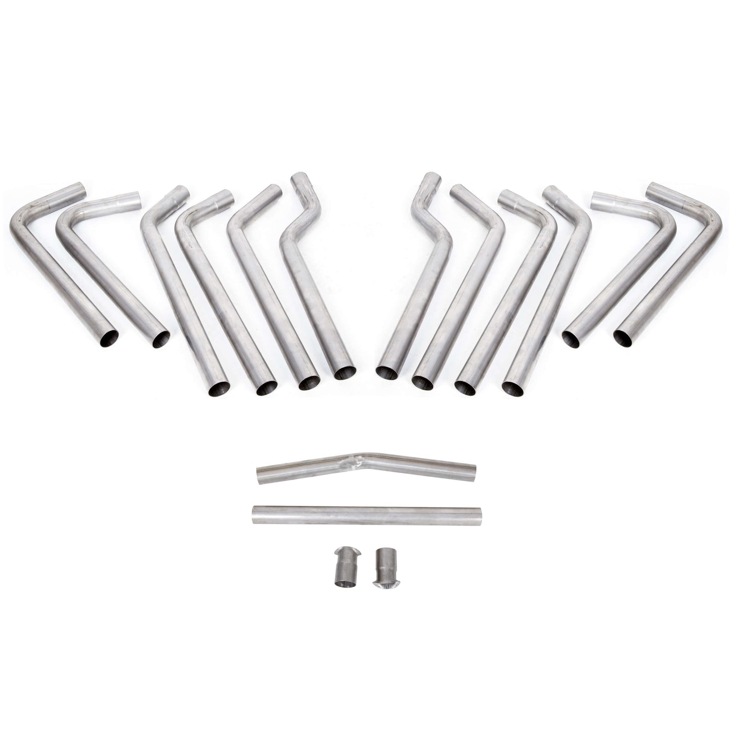 Universal 2.5 Inches 16-Piece Mandrel-Bent Tube Dual Exhaust Pipe Kit Stainless