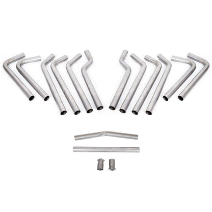 Universal 2.5 Inches 16-Piece Mandrel-Bent Tube Dual Exhaust Pipe Kit Stainless