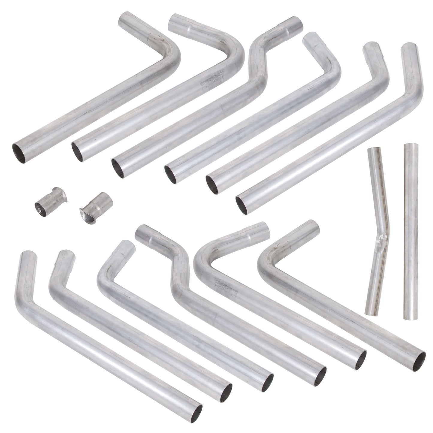 Universal 2.5 Inches 16-Piece Mandrel-Bent Tube Dual Exhaust Pipe Kit Stainless