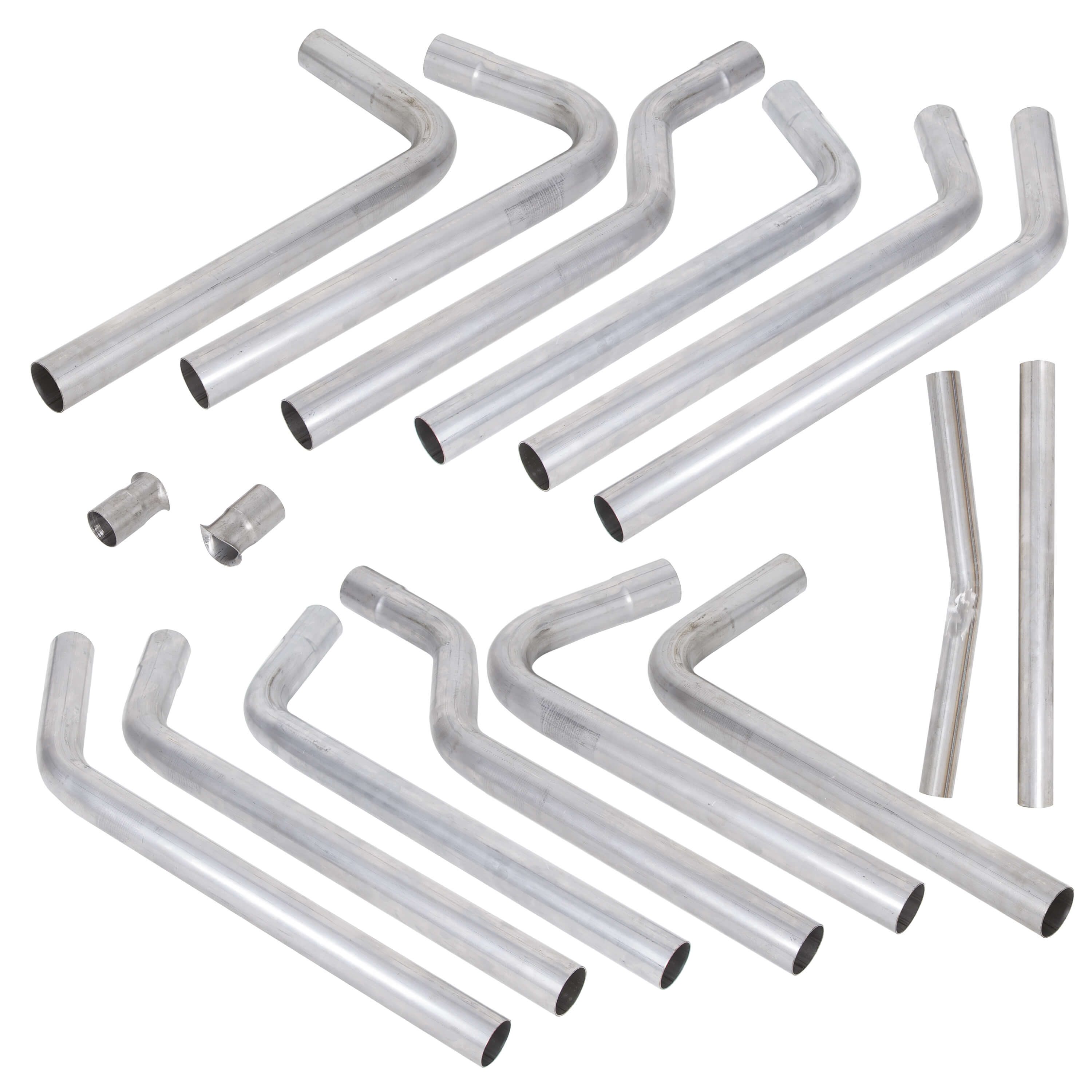 Universal 2.5 Inches 16-Piece Mandrel-Bent Tube Dual Exhaust Pipe Kit Stainless