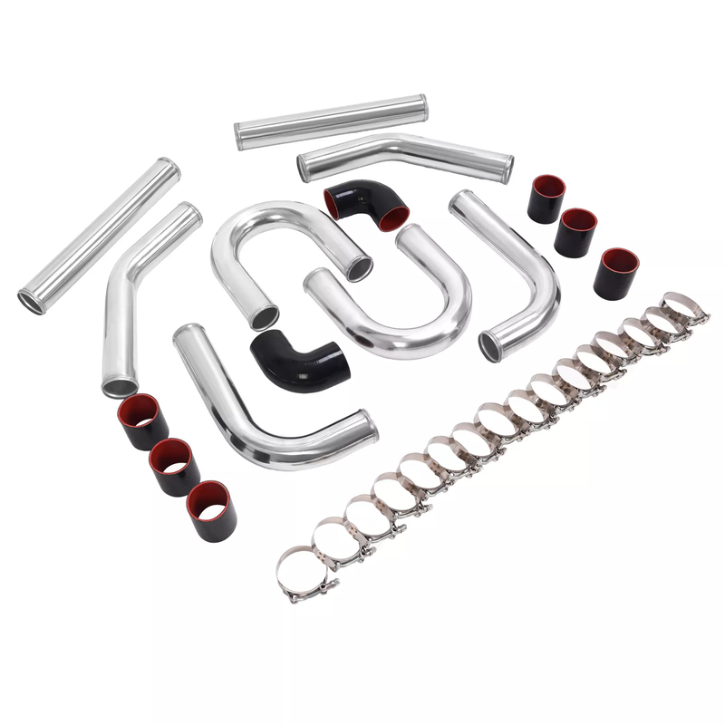 2.5" 63mm Universal Aluminum Turbo Intercooler Pipe Kit + Silicone Hose + Clamp-junior
