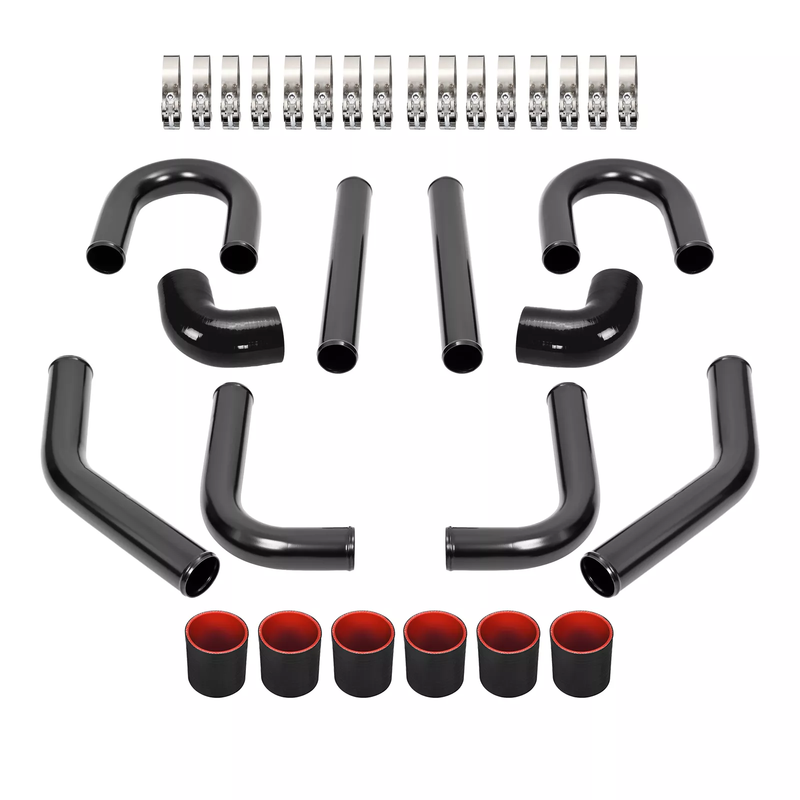 2.5" 63mm Universal Aluminum Turbo Intercooler Pipe Kit + Silicone Hose + Clamp-junior