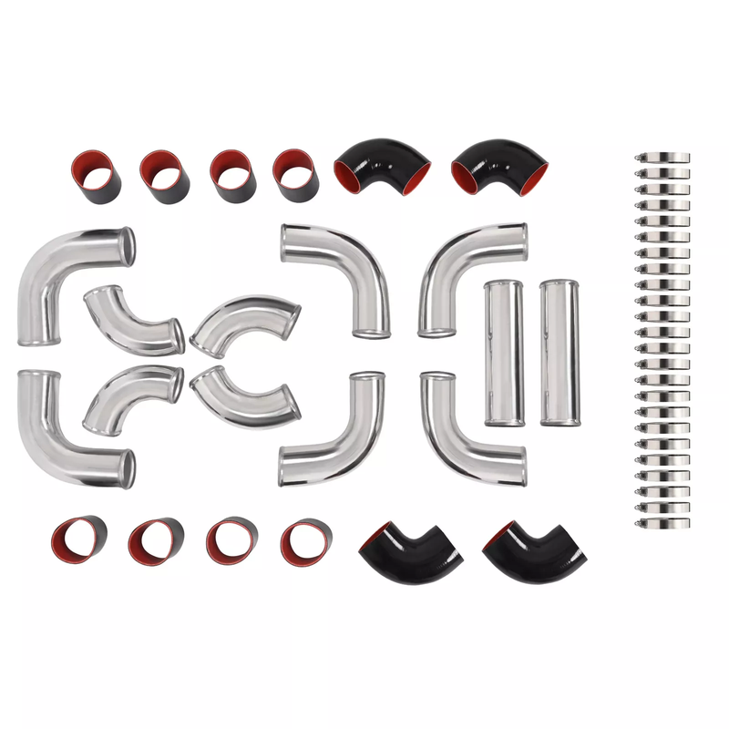12Pcs 3" Universal Aluminium Intercooler Piping+Silicone Coupler+Clamp Kit-junior