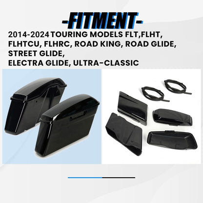 Pained Black Hard Saddlebags Saddle Bags   for 2014-2024 Harley Davidson Touring Models Street Road Glide Road King(W/O Hardware)