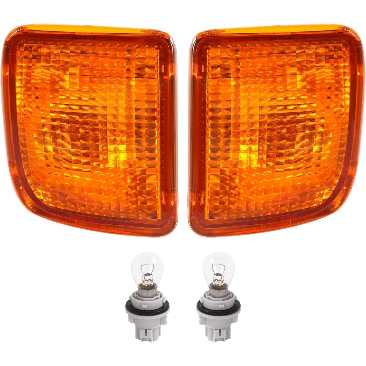 HECASA Pair Turn Signal Lights w/Bulb Compatible with 1998 1999 2000 Toyota Tacoma, Front Turn Signal Lamp Assembly Driver and Passenger Side Replacement for TO2530128 TO2531128, Amber Lens