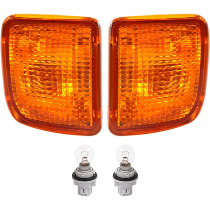 HECASA Pair Turn Signal Lights w/Bulb Compatible with 1998 1999 2000 Toyota Tacoma, Front Turn Signal Lamp Assembly Driver and Passenger Side Replacement for TO2530128 TO2531128, Amber Lens