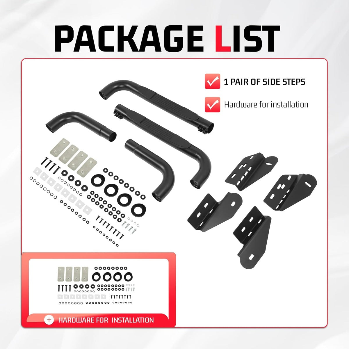 Side Steps Compatible with 1997-2003 Ford F-150/F-250 LD Regular Cab (Include 2004 Heritage) Running Boards Step Bars Steel+Plastic Powder Coated Black