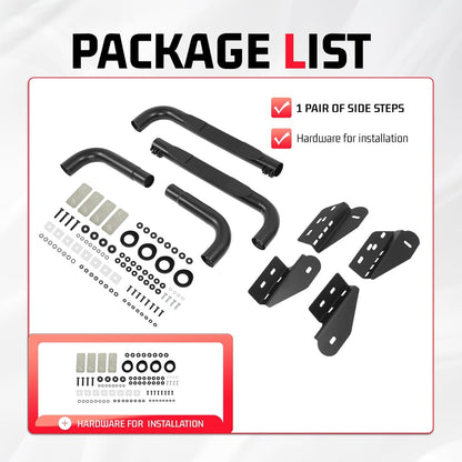 Side Steps Compatible with 1997-2003 Ford F-150/F-250 LD Regular Cab (Include 2004 Heritage) Running Boards Step Bars Steel+Plastic Powder Coated Black