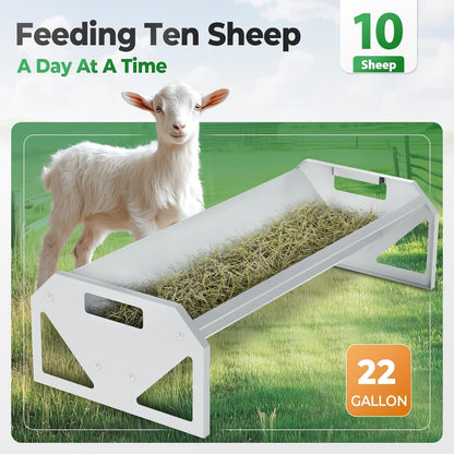 Livestock Feeding Trough 22 Gallon Capacity 45" Hay Feeder Heavy