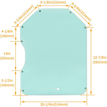 Door Glass Compatible with Bobcat Skid Steer Loaders 751 763G 863 S175 S185 S220 S330 All Wheel Loaders A220 A300 Track Loaders T110 T200 T300 Clear Front Windshield Replace for 6729776