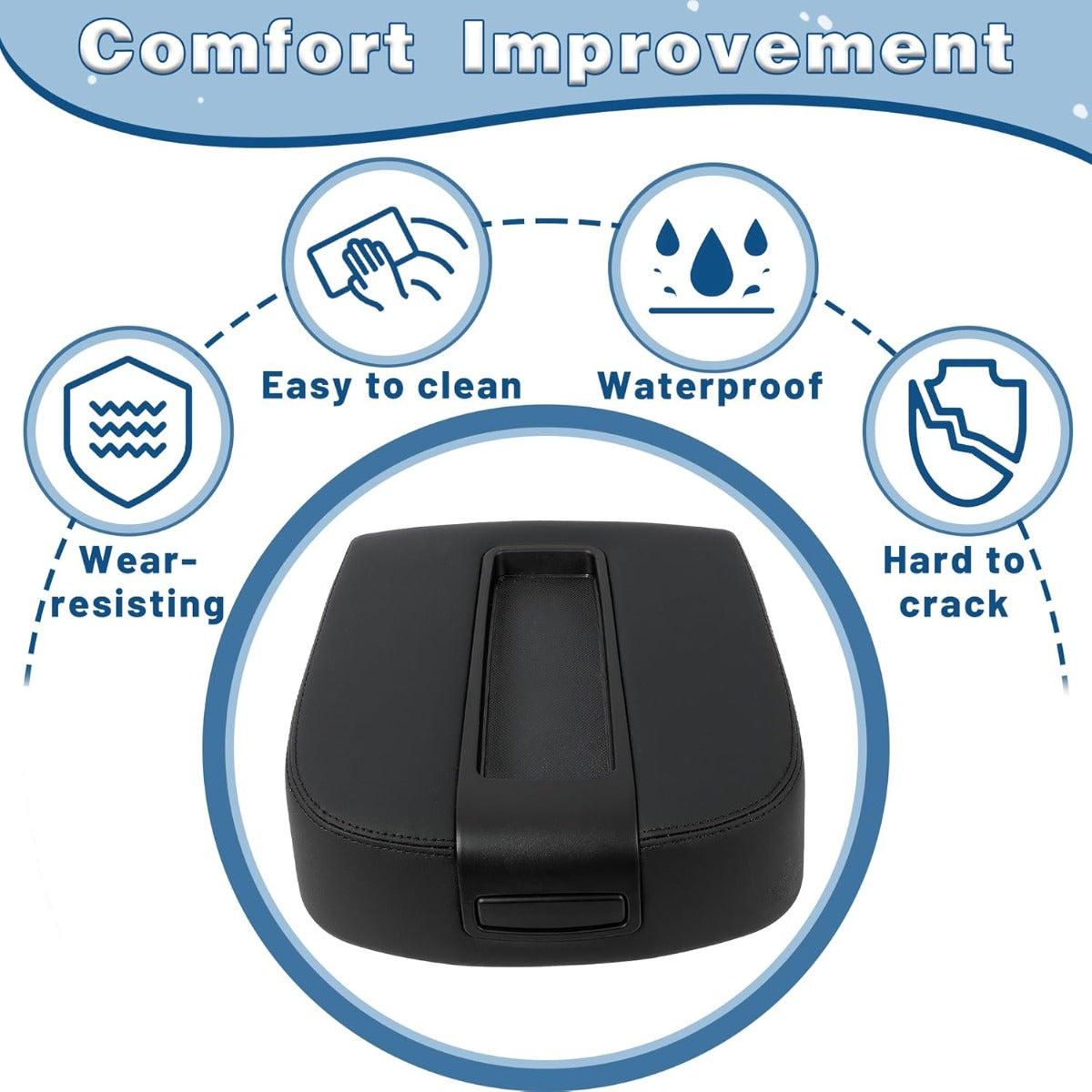 Center Console Armrest Lid Compatible with 2007-2014 Chevy Avalanche Silverado Suburban Tahoe Yukon Sierra Black W/Latch Replacement for 15217111, 15941534, 19328718