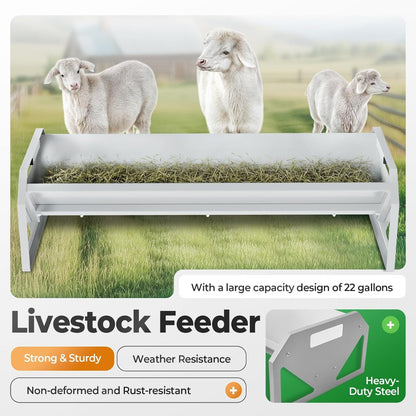 Livestock Feeding Trough 22 Gallon Capacity 45" Hay Feeder Heavy