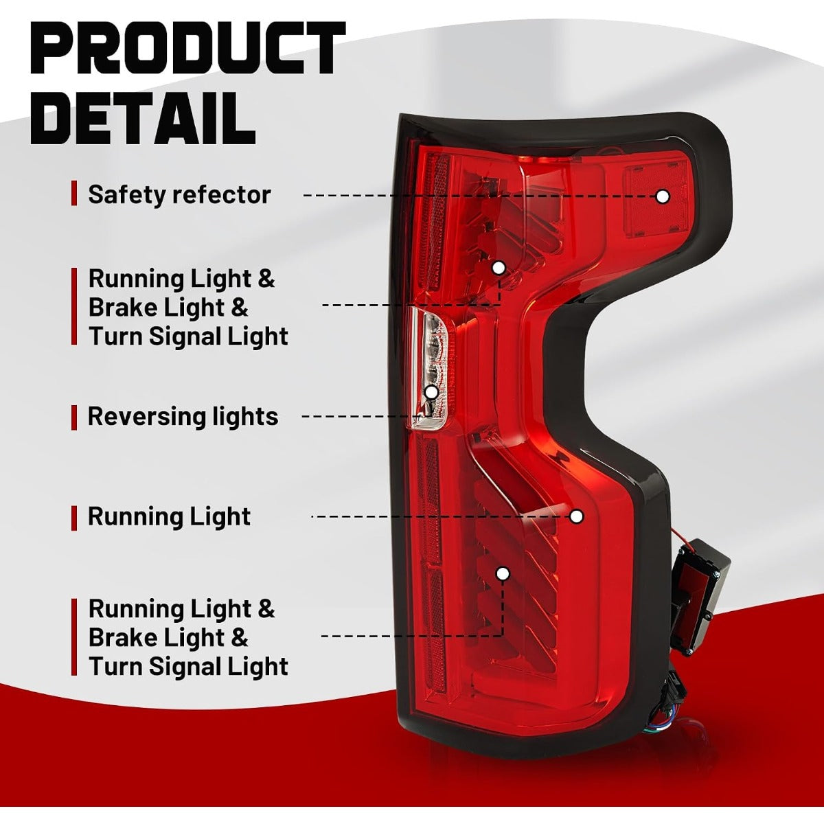HECASA Pair Tail Lights Compatible with 2019-2023 Chevy Chevrolet Silverado 1500 2500HD 3500HD Full LED Rear Taillight Brake Lamp DRL Red Lens Chrome Housing Replacement for GM2800311 GM2801311
