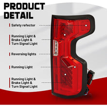 HECASA Pair Tail Lights Compatible with 2019-2023 Chevy Chevrolet Silverado 1500 2500HD 3500HD Full LED Rear Taillight Brake Lamp DRL Red Lens Chrome Housing Replacement for GM2800311 GM2801311