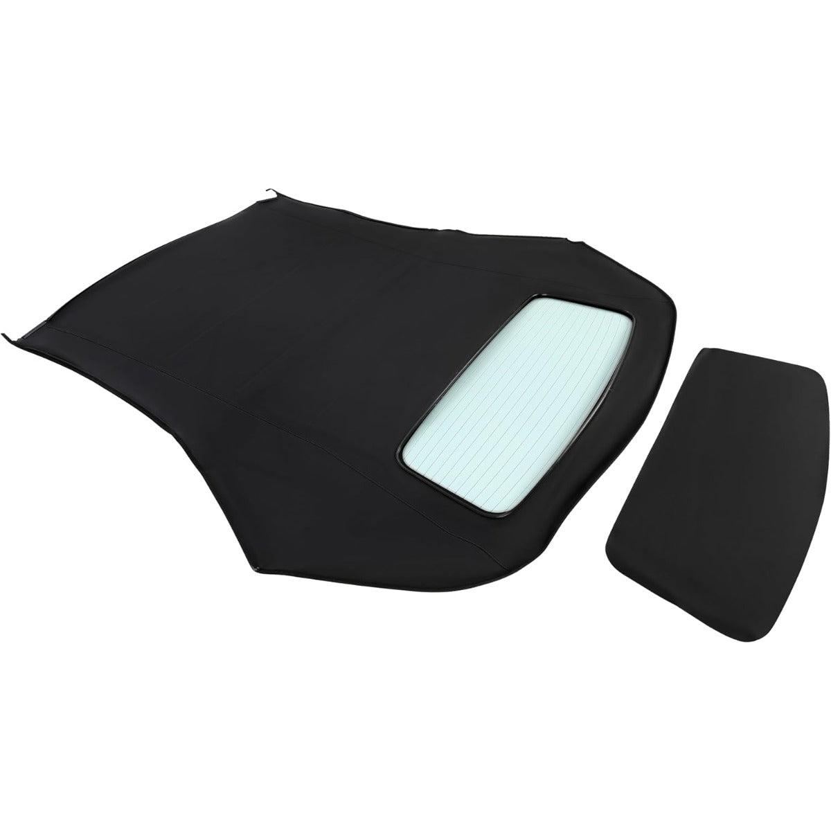 ALMULOO Convertible Soft Top Compatible with 2003-2009 Audi A4 Roof Top w/Heated Glass Window Sailcloth Vinyl+Glass Unfinished Black+Clear