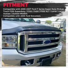 HECASA Front Grille Compatible with 2005-2007 Ford F250 F350 F450 F550 SuperDuty FO1200456 5C3Z8200BAA Upper Bumper Hood Grill W/Gray Honey Comb Chrome