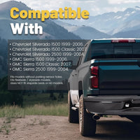 Load image into Gallery viewer, Rear Step Bumper Compatible with 1999-2007 Chevy Chevrolet Silverado GMC Sierra 1500 2500 Classic Face Bar W/License Plate Lights Replace for GM1103122 12496085 GM1103124 Powder Coated Black LYAM-273T-2
