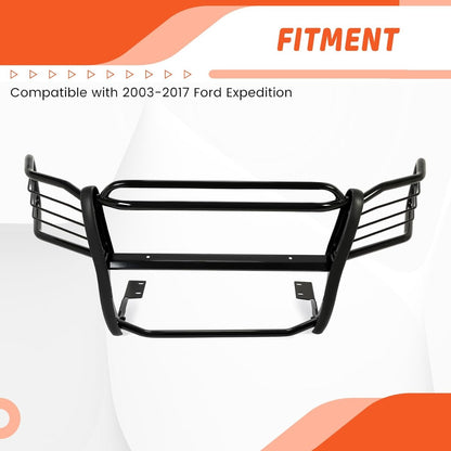 Kojem Brush Guard Compatible with 2003-2017 Ford Expedition Steel Front Bumper Grill Grille Guard Protection Protector Black Power Coated