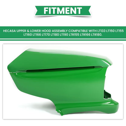 Upper & Lower Hood Assembly Compatible with John Deere LT133 LT150 LT155 LT160 LT166 LT170 LT180 LT190 LTR155 LTR166 LTR180 Replacement for AM131759 AM132530