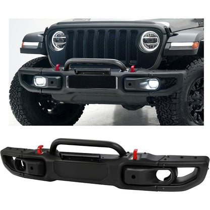 KUAFU Front Bumper Compatible with 07-18 Wrangler JK Rubicon