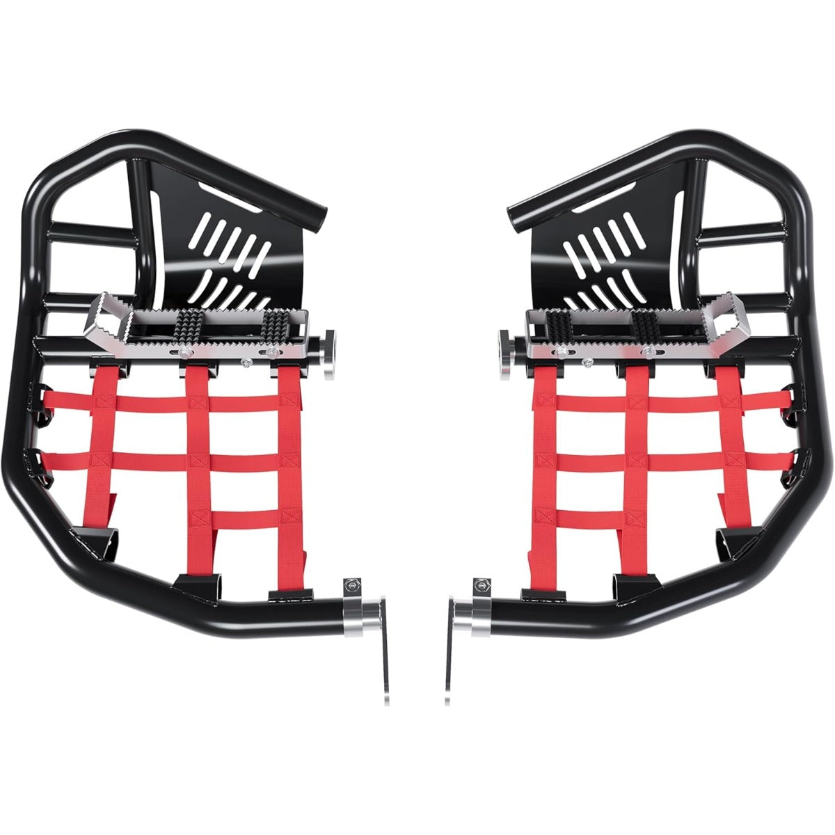 Nerf Bars Foot Pegs Compatible with Honda Sportrax 400 TRX 400EX 400X All Years (Black Nerfs & Red Nets)