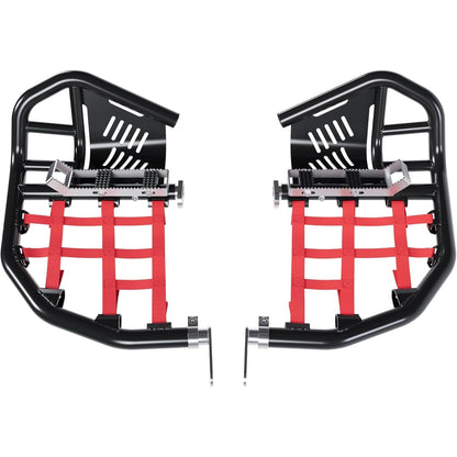 Nerf Bars Foot Pegs Compatible with Honda Sportrax 400 TRX 400EX 400X All Years (Black Nerfs & Red Nets)