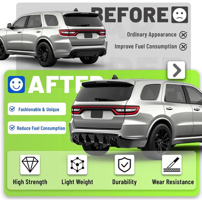 Rear Bumper Diffuser Compatible with 2011-2022 Dodge Durango R/T SRT Rear Lower Bumper Lip Splitter Valance Bumper Spoiler Painted Gloss Black