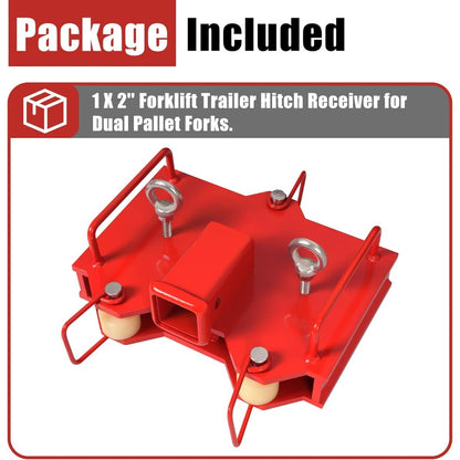 KUAFU 2'' Forklift Trailer Hitch Receiver 6500 LBS Capacity for Dual Pallet