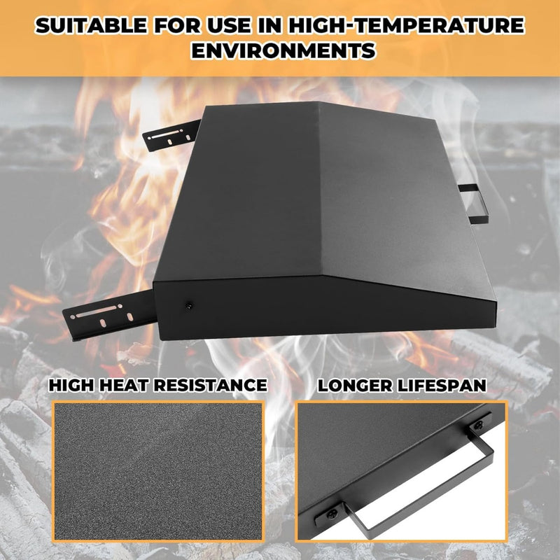 Kojem 36 inch Hinged Lid Cover Compatible with Blackstone Griddle Grill Lid Hard Cover with Rear Grease Collection Powder Coated Black LYOM-018-B