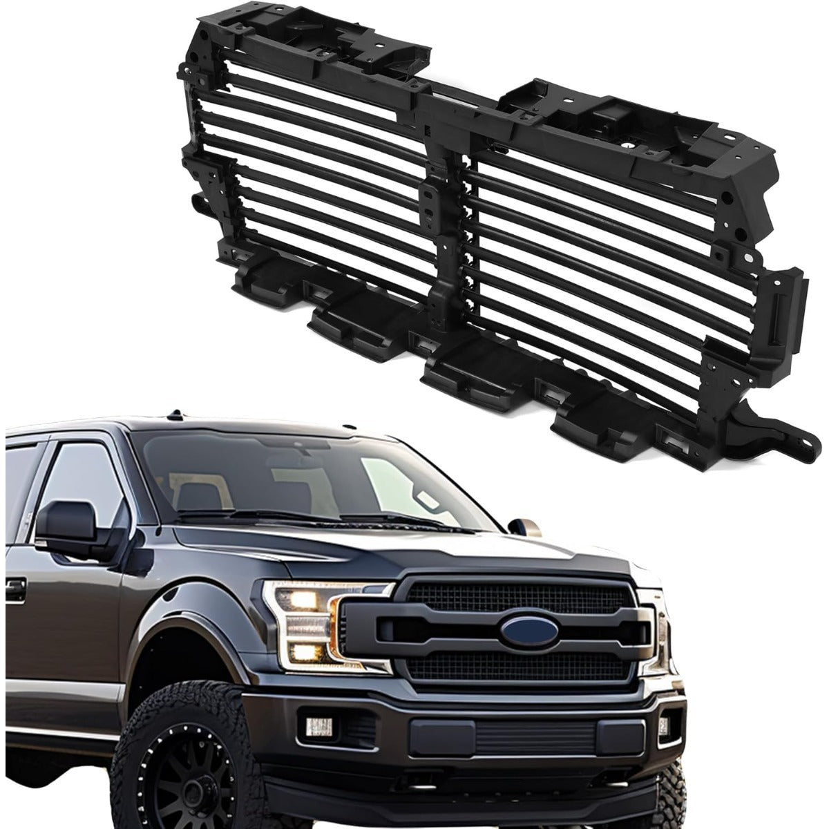 Front Radiator Shutter Compatible with 2018-2020 Ford F-150 Upper Radiator Grille Air Shutter Control Actuator Motor Assembly Replacement for JL3Z8475D(Will Not Fit Raptor)