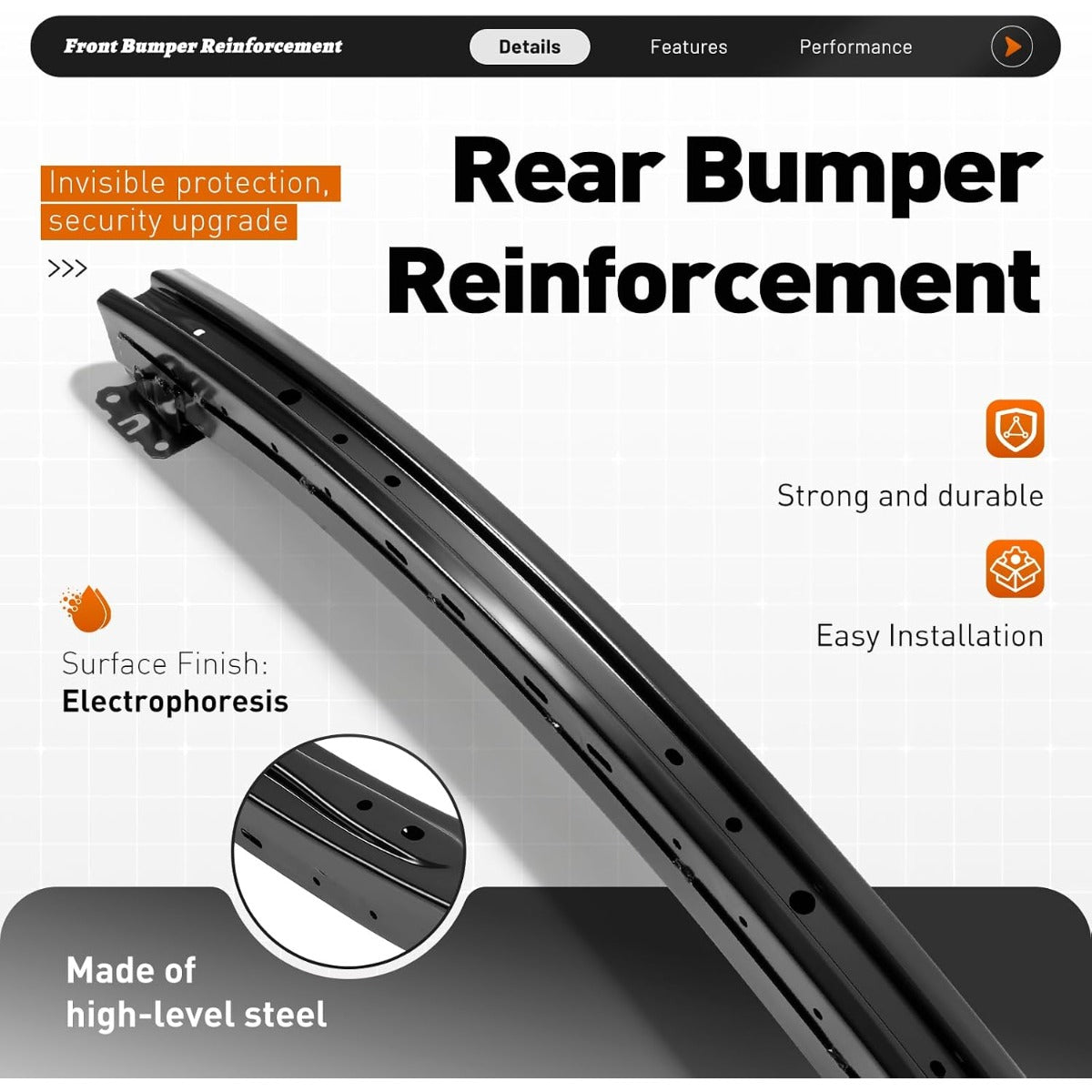 ALMULOO Front Bumper Reinforcement Compatible with 2009-2013 Subaru Forester Replacement for SU1006144 57711SC0109P Steel Electrophoresis Primed Black