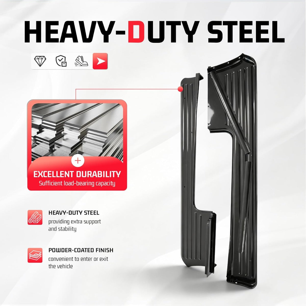 ALMULOO Ribbed Running Boards Compatible with 1953-1956 F100 F-100