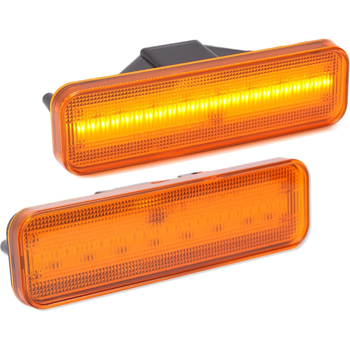 HECASA LED Side Marker Lights Compatible with 1978-1987 Chevrolet Chevy El Camino Malibu GMC Caballero Front Rear Bumper Signal Lamps Replacement for 913417 929986 (4Pcs Amber & Red Lens and Light)