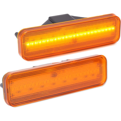 HECASA LED Side Marker Lights Compatible with 1978-1987 Chevrolet Chevy El Camino Malibu GMC Caballero Front Rear Bumper Signal Lamps Replacement for 913417 929986 (4Pcs Amber & Red Lens and Light)