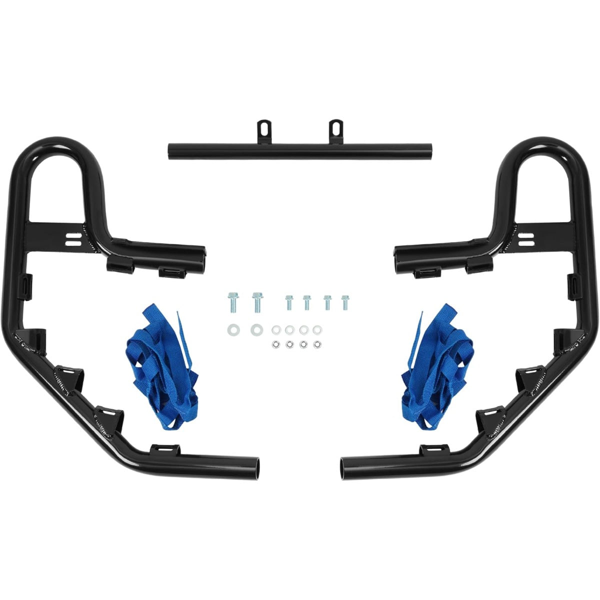 Nerf Bar Compatible with 2001-2005 Yamaha Raptor 660 / 660R Aluminium+Plastic Side Step Nerf Bar w/Blue Webbing Nets Powder Coated Black