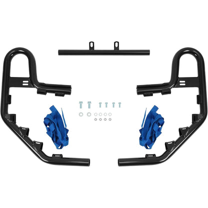 Nerf Bar Compatible with 2001-2005 Yamaha Raptor 660 / 660R Aluminium+Plastic Side Step Nerf Bar w/Blue Webbing Nets Powder Coated Black