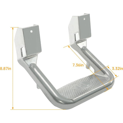 2Pcs Silvery Aluminum Side Step Compatible with Chevy Chevrolet GMC Ford Isuzu Mitsubishi Dodge Jeep Nissan Toyota Mazda Side Hoop Step Polishing