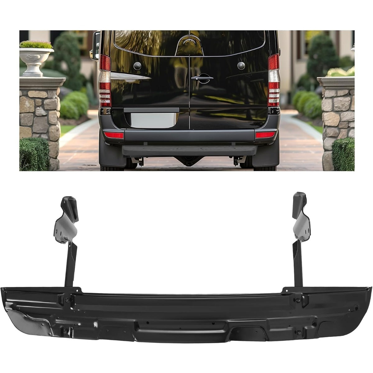 KUAFU Rear Bumper Step Running Board Compatible with 2007-2018 Mercedes Benz Dodge Sprinter W906 2007-2018 Sprinter 2500 3500 Bumper Step Pad Cover Steel Powder Coated Black