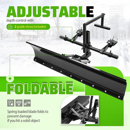 WUTIST 60 In Snow Plow Blade Compatible with Turn Mower Snow Plow 5FT Wide