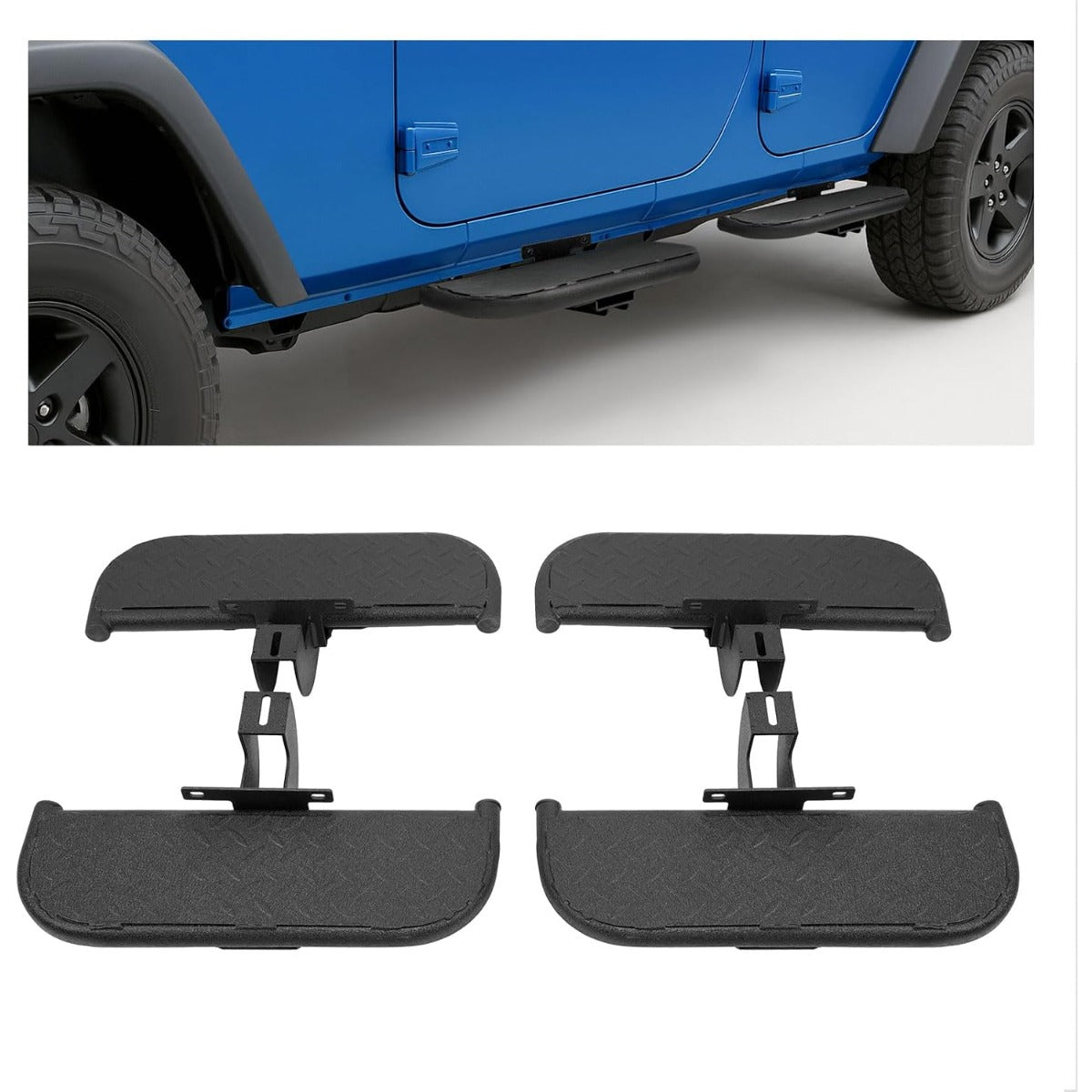 Side Steps Compatible with 2018-2025 Jeep Wrangler JL Unlimited 4-Door, High-Strength Running Boards, Steel Step Bars, Powder-Coated 4-Piece Set