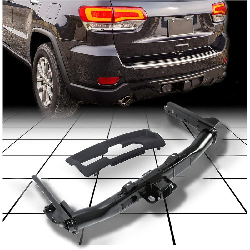 Class IV Trailer Hitch Receiver and Bezel Compatible with 2011-2022 Jeep Grand Cherokee Replacement for 82212180AC 82212180AD 3 Stages 2-inch Square Receiver (You Will Receive 2 Packages) LYAM-341-1+LYAM-341-3