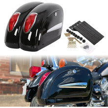 Motorcycle Saddlebags W/Lock & Lights 36L Pair for  Honda Yamaha Harley Sporster Softail Suzuki Kawasaki vulcan Universal Hard Saddle Bags Trunk Luggage w/Mounting Brackets Black