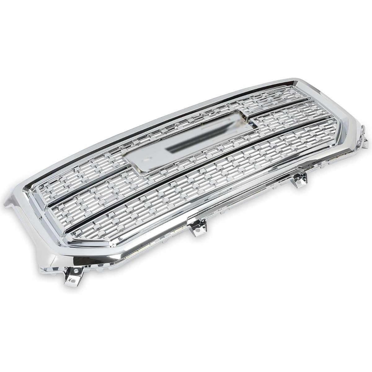 Front Upper Grille Compatible with 2016-2018 GMC Sierra 1500 Base SLE SLT Denali Style Chrome Bumper Hood Grill Silvery