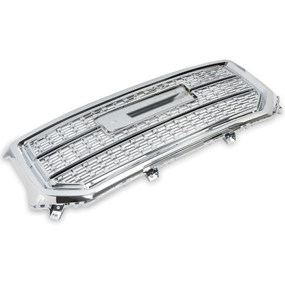 Front Upper Grille Compatible with 2016-2018 GMC Sierra 1500 Base SLE SLT Denali Style Chrome Bumper Hood Grill Silvery