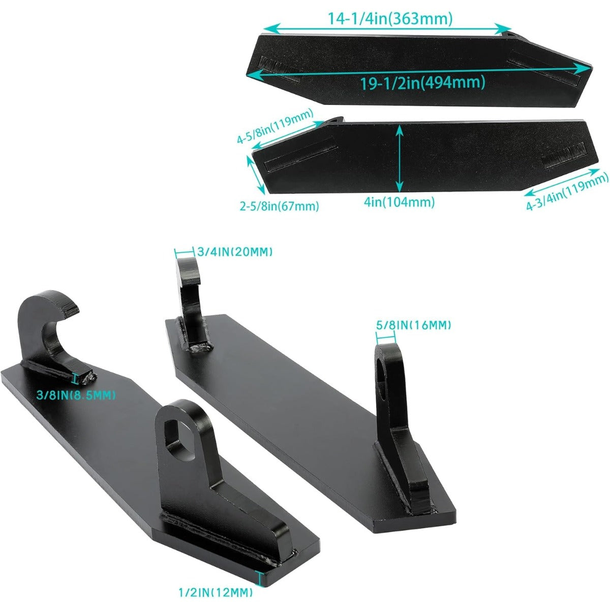 Pair Tractor Mounting Brackets Compatible with John Deere Massy Ferguson Ford Case loaders All Tractors Black Tractor Attachment Accessories Weld on Steel