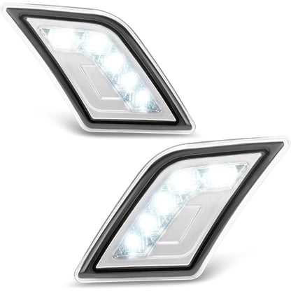 HECASA Pair LED Side Marker Lights Compatible with 2008-2011 Mercedes-Benz C300 C350 C63 AMG 4 Door Sedan Models Side Marker Lamps Replacement for MB2554100 MB2555100 LH&RH Clear Lens Chrome Housing