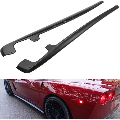Side Skirts Extension Compatible with 2005-2013 Corvette C6 ZR1 Style Base Convertible 2-Door (05-13 Base Models) Painted Matte Black with Mud Flaps Rocker Panels Guard Body Kit Replacement