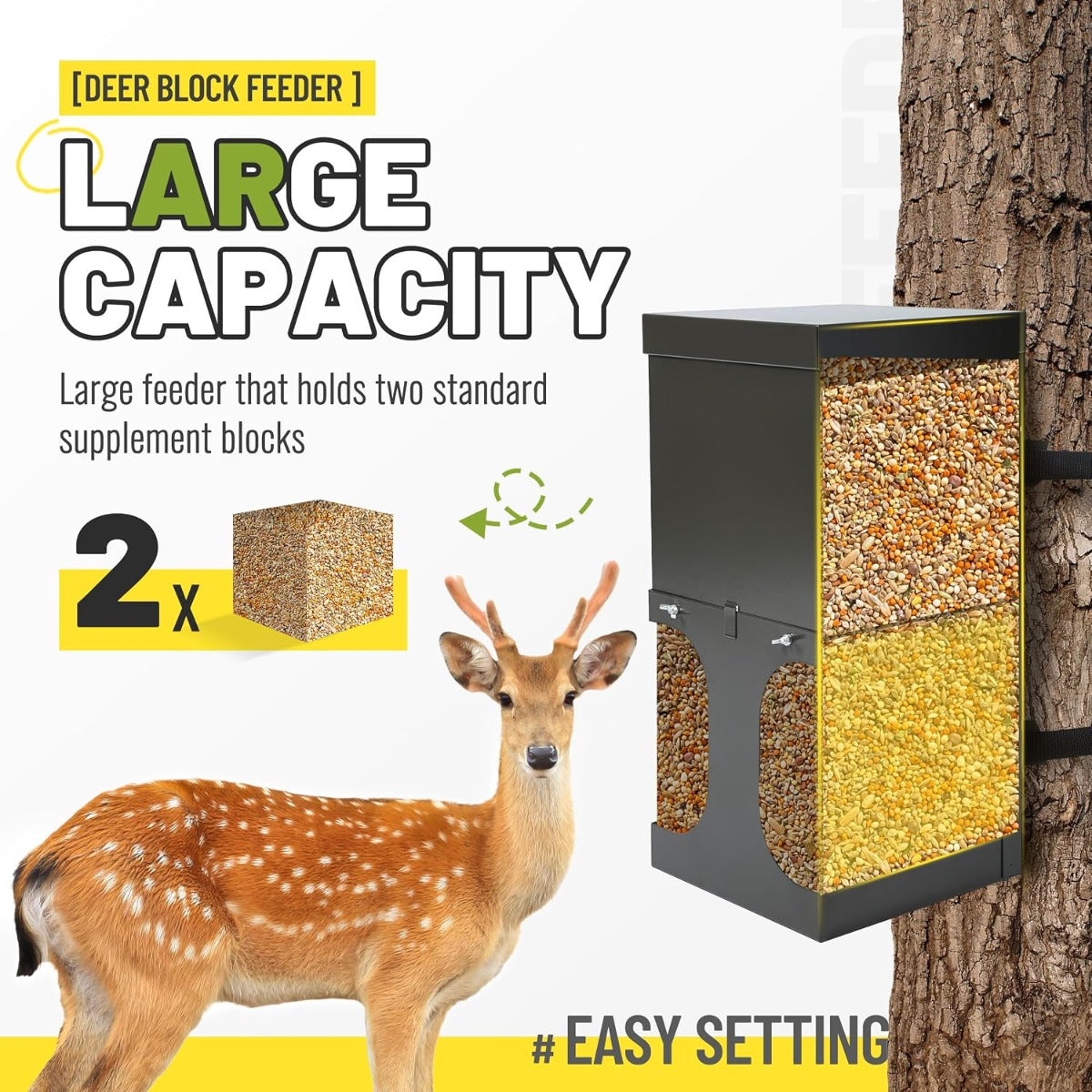 Kojem Steel Deer Block Feeder Hanging Holds Salt Mineral Supplement Feed