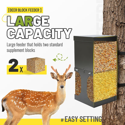 Kojem Steel Deer Block Feeder Hanging Holds Salt Mineral Supplement Feed